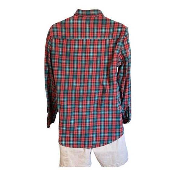 Topman Mens Flannel Plaid Button Up Shirt~Size Medium~Red Green Long Sleeve - Picture 2 of 7